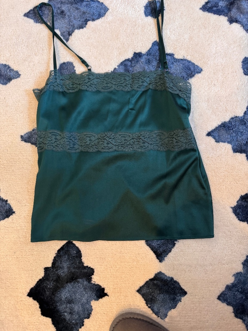 Theory Silk Lace Trim Square Neck Camisole Green Size M